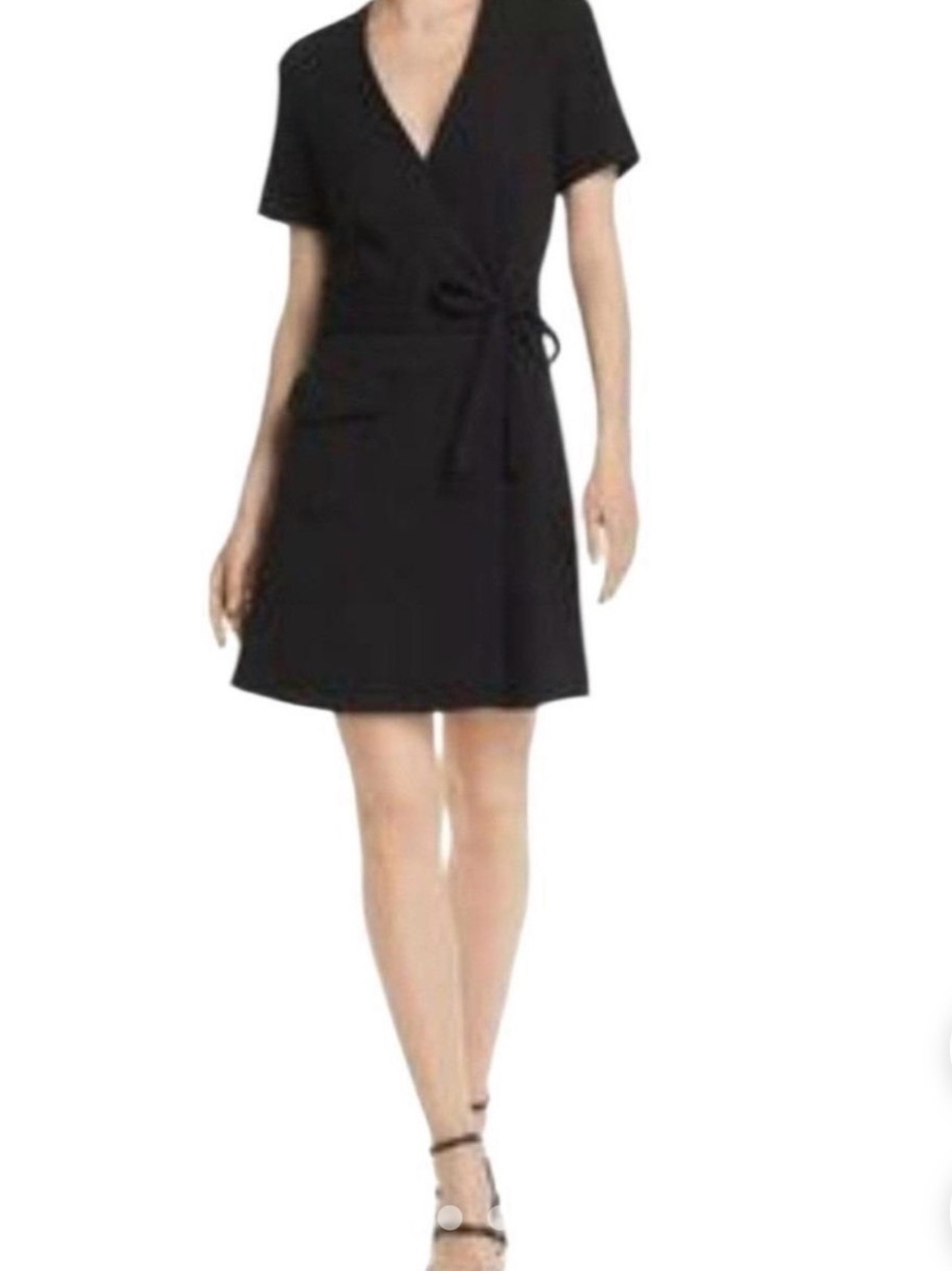 Joie Black Wrap Dress with Short Sleeves